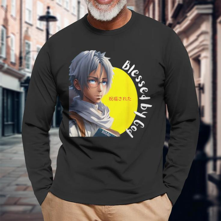 Bless By God Anime Sun Long Sleeve T-Shirt Gifts for Old Men