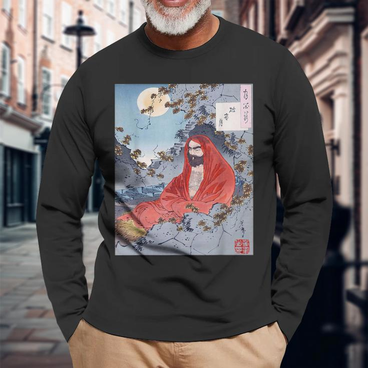 Bodhidharma Daruma Shaolin Kung Fu Chan Buddhism Buddhist Long Sleeve T-Shirt T-Shirt Gifts for Old Men
