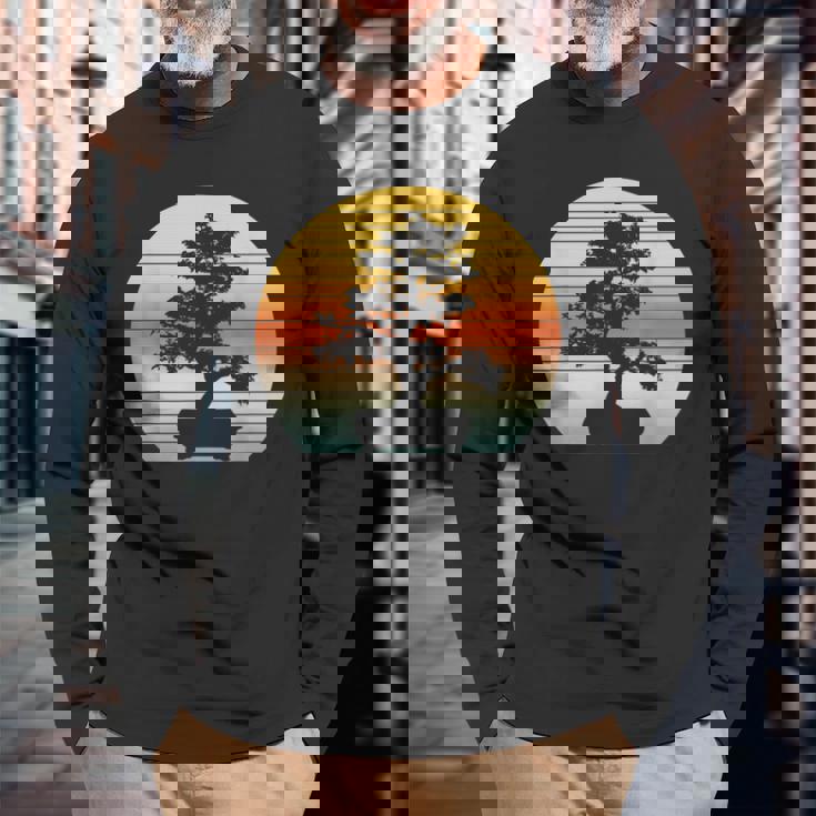 Bonsai Tree Vintage Japanese Bonsai Tree Sun Long Sleeve T-Shirt Gifts for Old Men