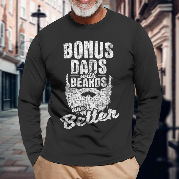 Bonus Dads With Beards Fatherhood Stepdad Stepfather Uncle Long Sleeve T-Shirt T-Shirt Gifts for Old Men