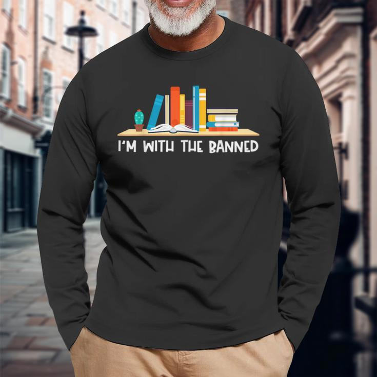 Books Lovers Im With The Books Bookshelf Hilarious Long Sleeve T-Shirt T-Shirt Gifts for Old Men