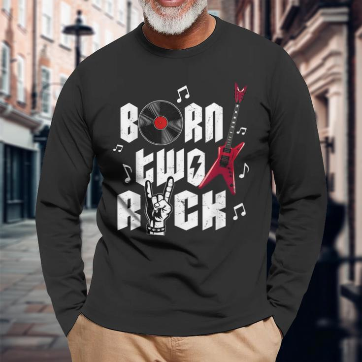 Born Two Rock Electric Guitar Long Sleeve Gifts for Old Men