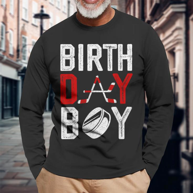 Boy Birthday Party Decorations Hockey Winter Sports Fans Long Sleeve T-Shirt Gifts for Old Men