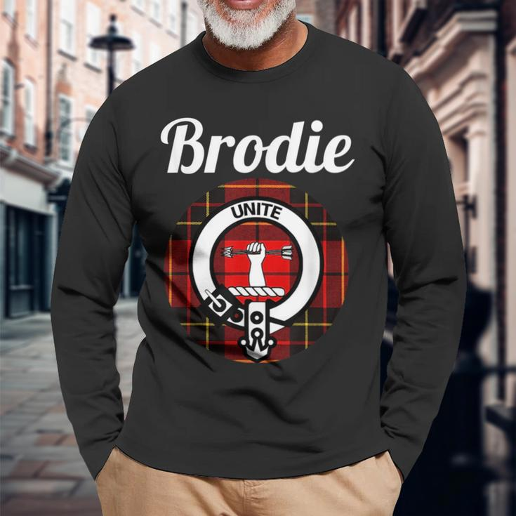 Brodie Clan Scottish Name Coat Of Arms Tartan Long Sleeve T-Shirt Gifts for Old Men