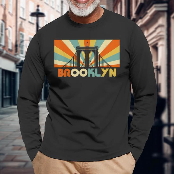 Brooklyn Bridge 70S Retro Vintage Souvenir Long Sleeve T-Shirt Gifts for Old Men
