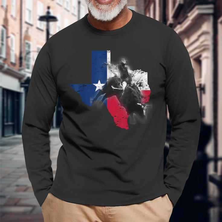 Bull-Riding For Texas Ranch Rider Cowboy Texan Lone Star Texas And Merchandise Long Sleeve T-Shirt T-Shirt Gifts for Old Men