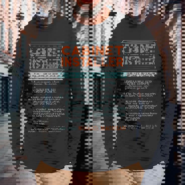 Cabinet Installer Dictionary Noun Wizard Magician Long Sleeve T-Shirt Gifts for Old Men