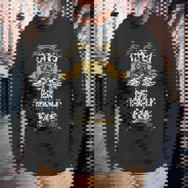 Carter Blood Runs Through My Veins Long Sleeve T-Shirt Gifts for Old Men