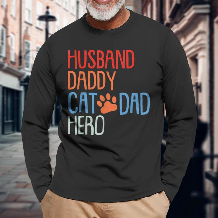 Cat Dad Fathers Day Husband Daddy Hero Papa Dada Pops Long Sleeve T-Shirt T-Shirt Gifts for Old Men