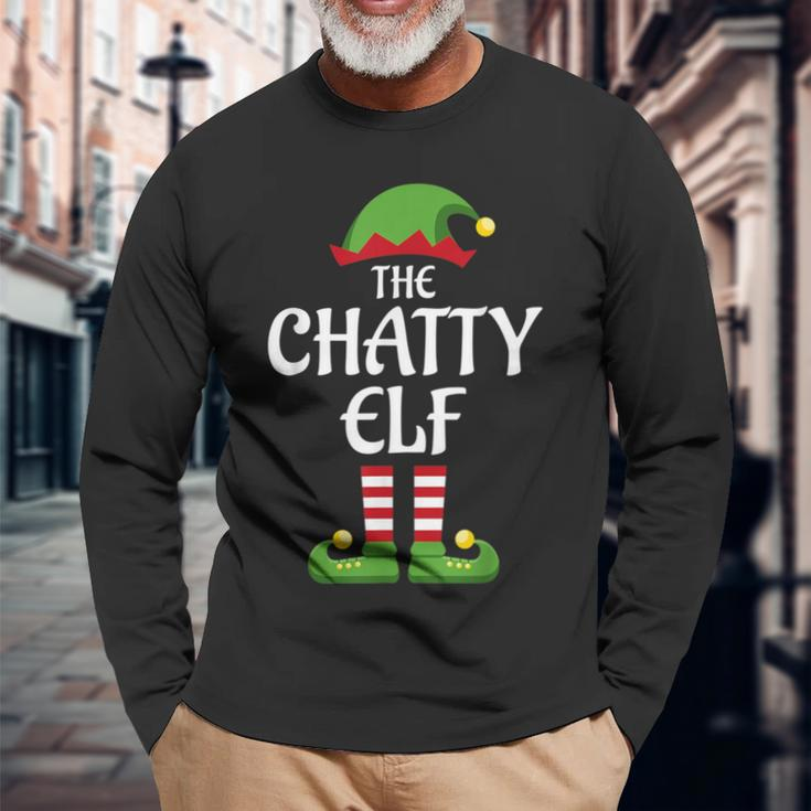 Chatty Elf Family Matching Group Christmas Long Sleeve T-Shirt Gifts for Old Men