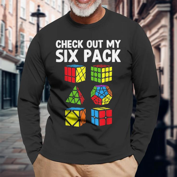 Check Out My Six Pack Puzzle Cube Speed Cubing Long Sleeve T-Shirt Gifts for Old Men