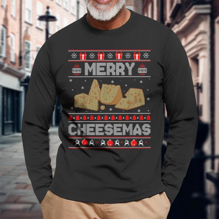 Cheese Tasting Christmas Merry Cheesemas Ugly Sweater Long Sleeve T-Shirt Gifts for Old Men