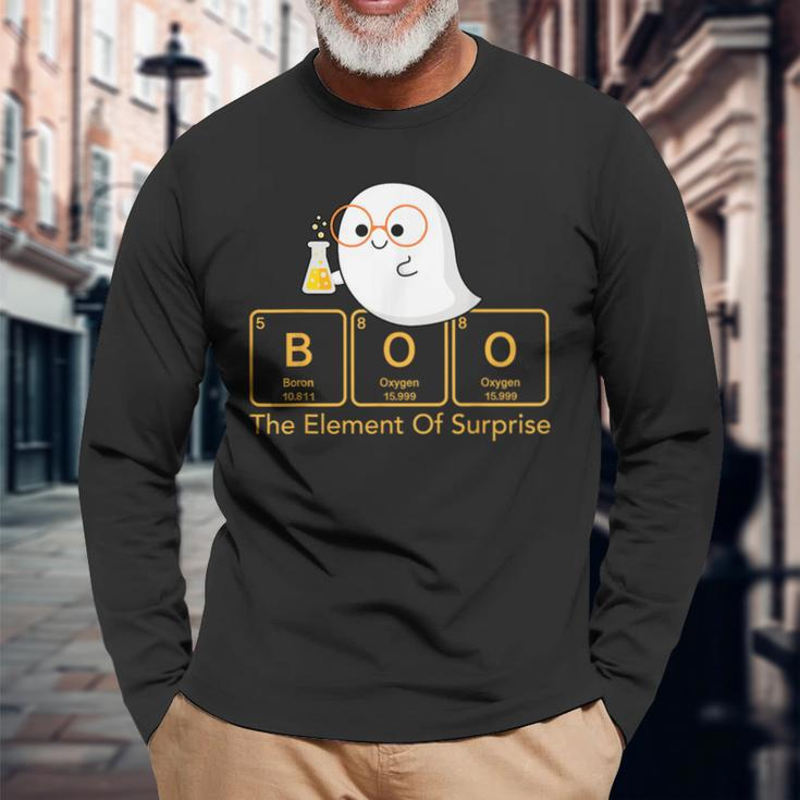 Chemistry Boo The Element Of Surprise Cute Chemist Halloween Long Sleeve T-Shirt Gifts for Old Men