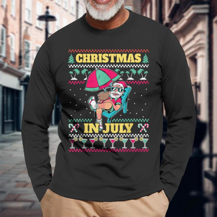 Christmas In July Ugly Sweater Santa Summer Long Sleeve T-Shirt Gifts for Old Men