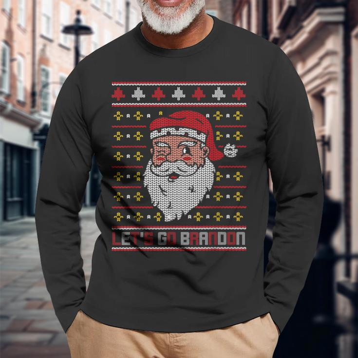 Christmas Let's Go Brandon Santa Claus Ugly Sweater Long Sleeve T-Shirt Gifts for Old Men