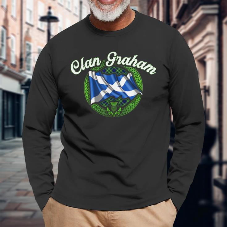Clan Graham Tartan Scottish Last Name Scotland Flag Last Name Long Sleeve T-Shirt T-Shirt Gifts for Old Men