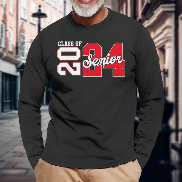 Class Of 2024 Senior 2024 Graduation Or First Day Of School Long Sleeve T-Shirt Gifts for Old Men