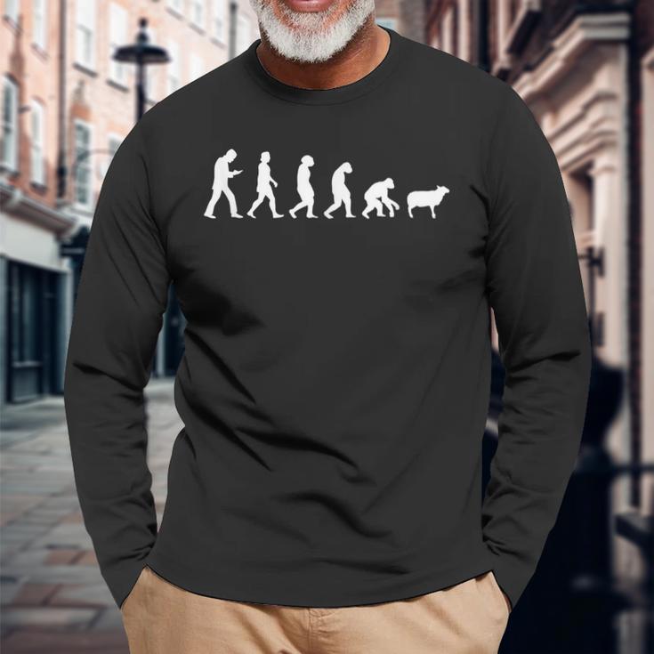 Conspiracy Theorist Human Evolution Wake Up Sheeple Sheep Long Sleeve T-Shirt Gifts for Old Men