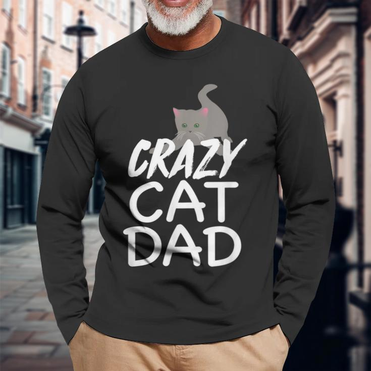 Crazy Cat Dad Fathers Day Kitten Dads Long Sleeve T-Shirt T-Shirt Gifts for Old Men