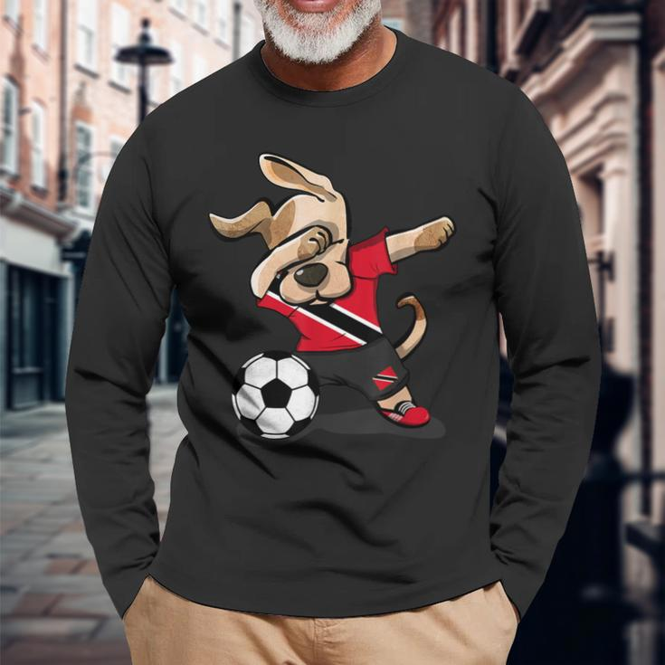 Dabbing Dog Trinidad And Tobago Soccer Jersey Football Lover Long Sleeve T-Shirt Gifts for Old Men