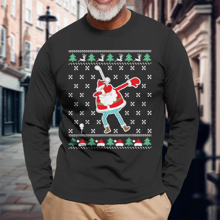 Dabbing Santa Golf Ugly Christmas Sweater Long Sleeve T-Shirt Gifts for Old Men