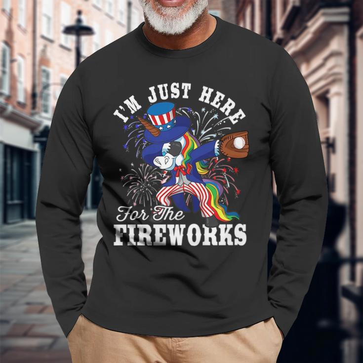 Dabbing Unicorn Uncle Sam Baseball 4Th Of July Usa Patriotic Long Sleeve T-Shirt T-Shirt Gifts for Old Men