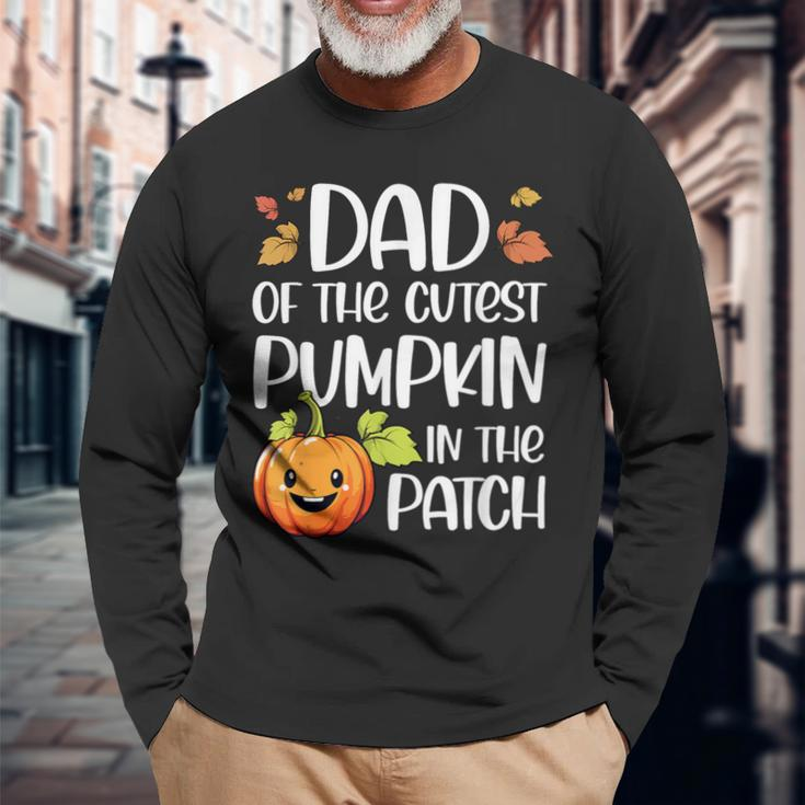 Dad Of Cutest Pumpkin In The Patch Halloween Thanksgiving Long Sleeve T-Shirt Gifts for Old Men