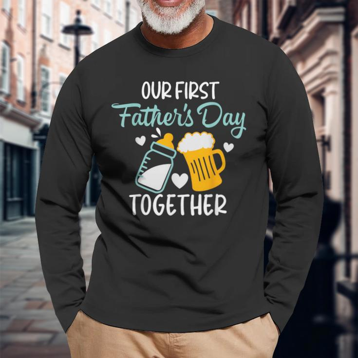 Dad And Son Our First Fathers Day Together 2023 Baby Long Sleeve T-Shirt Gifts for Old Men