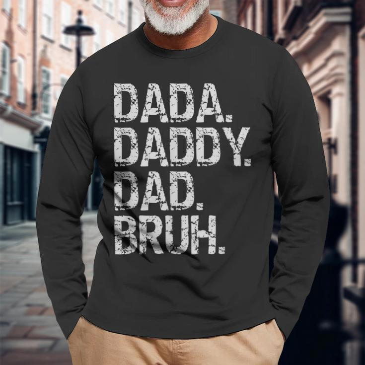 Dada Daddy Dad Bruh Fathers Day 2023 Vintage Long Sleeve T-Shirt Gifts for Old Men