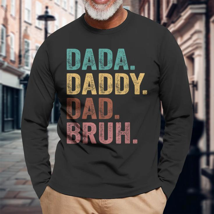 Dada Daddy Dad Bruh Vintage Fathers Day Long Sleeve T-Shirt Gifts for Old Men