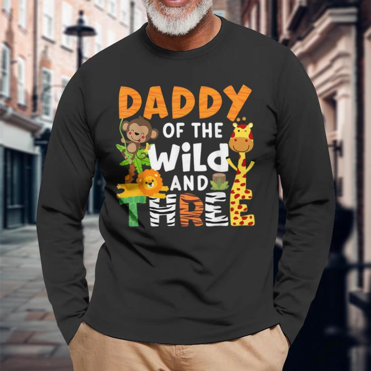 Daddy Of The Wild And Three Safari Jungle Zoo Theme Birthday Long Sleeve Gifts for Old Men