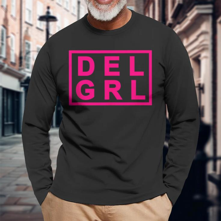 Del Grl Delaware Girl Simple Pink Long Sleeve T-Shirt Gifts for Old Men