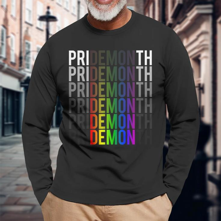 Demon Pride Month Lgbt Gay Pride Month Transgender Lesbian Long Sleeve T-Shirt T-Shirt Gifts for Old Men
