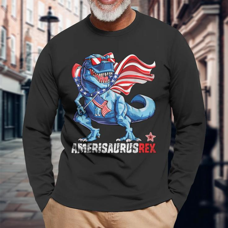 Dinosaur 4Th Of July Amerisaurus Rex Long Sleeve T-Shirt Gifts for Old Men