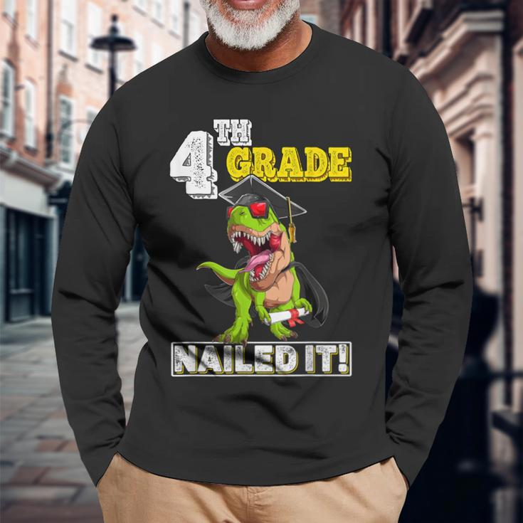 Dinosaur Graduation Hat Fourth Grade Nailed It Class Of 2031 Long Sleeve T-Shirt T-Shirt Gifts for Old Men