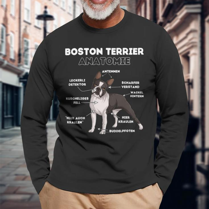 Dog Boston Terrier Anatomy Long Sleeve T-Shirt Gifts for Old Men