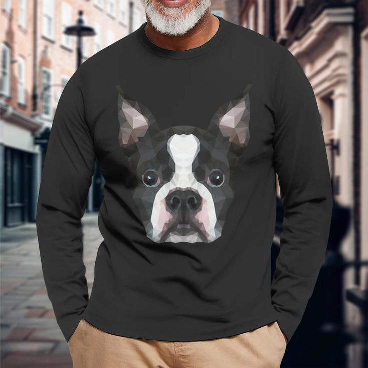 Dog Boston Terrier Art Long Sleeve T-Shirt Gifts for Old Men