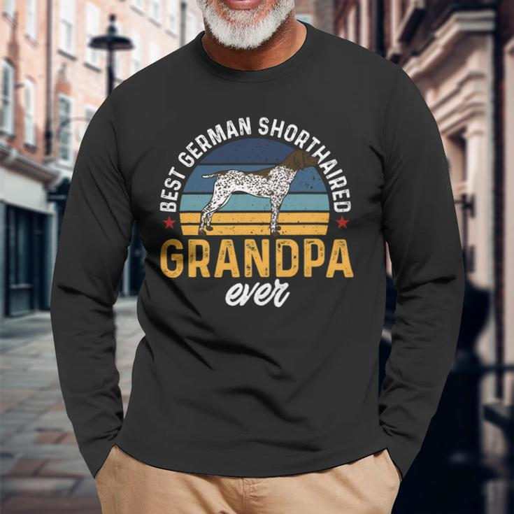 Dog German Shorthaired Best German Shorthaired Pointer Grandpa Ever Gsp Dog Long Sleeve T-Shirt Gifts for Old Men