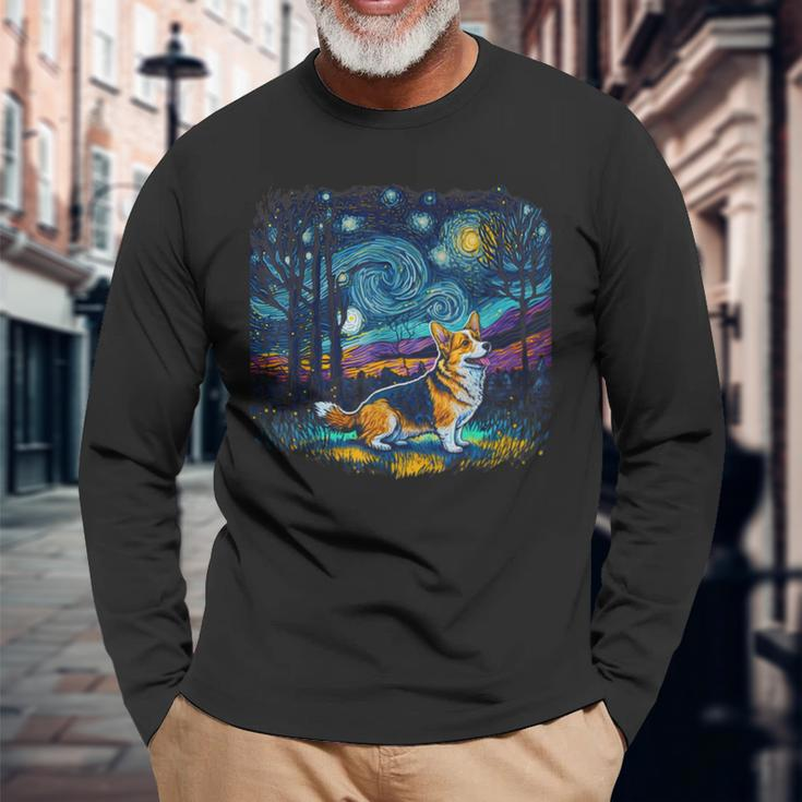 Dog Lovers Starry Night Corgi Long Sleeve Gifts for Old Men