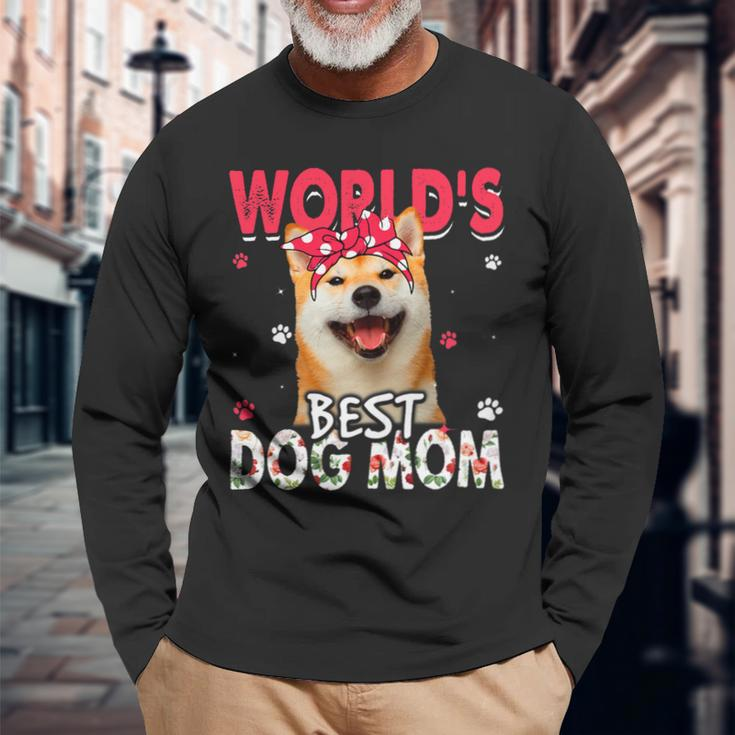 Dog Shiba Inu Worlds Best Shiba Inu Dog Mom Long Sleeve T-Shirt Gifts for Old Men