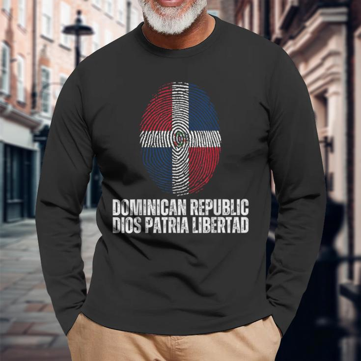 Dominican Republic Dios Patria Libertad Long Sleeve T-Shirt Gifts for Old Men