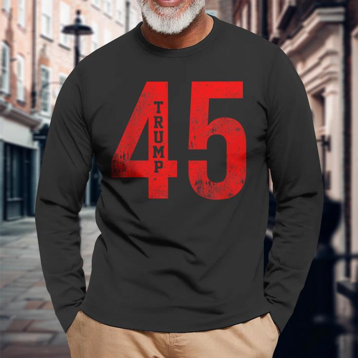 Donald Trump 45 Football Jersey Pro Trump Long Sleeve T-Shirt Gifts for Old Men