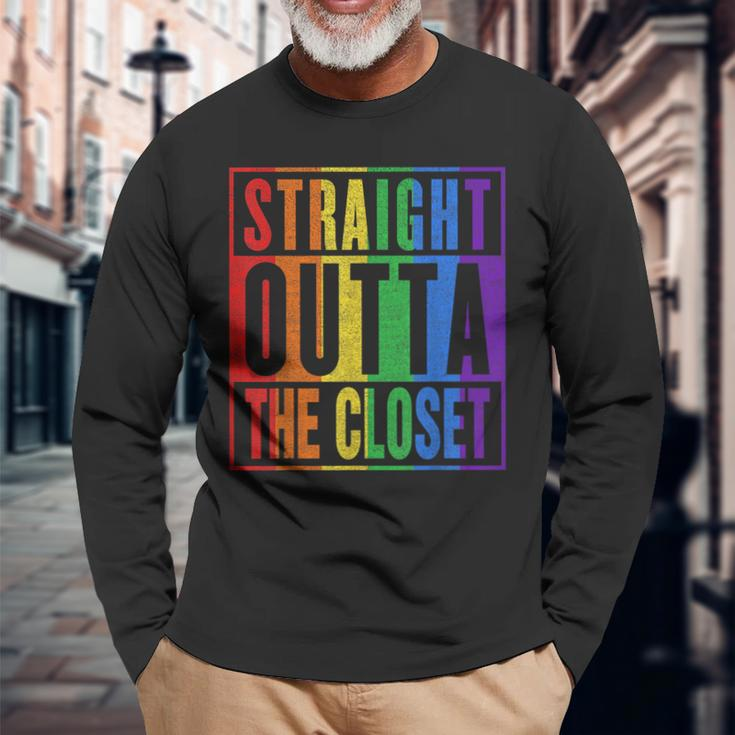 Dont Hide Your Gay Les Bi Tran Come Outta The Closet Lgbt Long Sleeve T-Shirt Gifts for Old Men