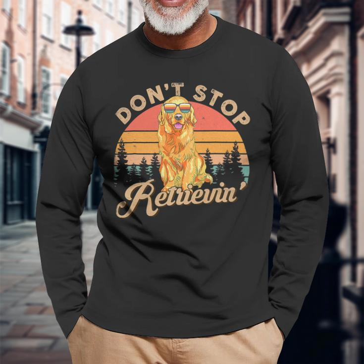 Dont Stop Retrieving Shirt Retro Golden Retriever Dog Lover Long Sleeve T-Shirt Gifts for Old Men