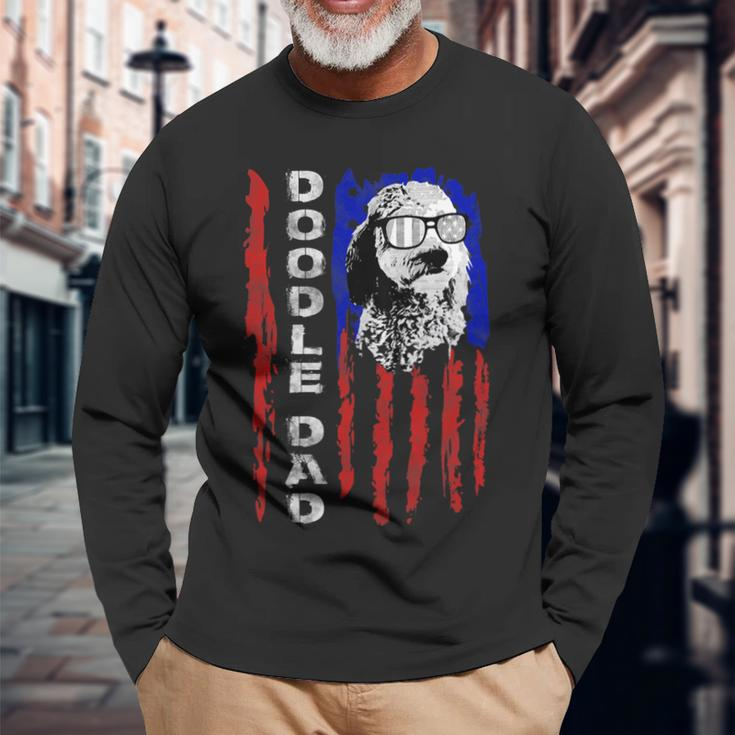 Doodle Dad Goldendoodle Dog American Flag 4Th Of July Men Long Sleeve T-Shirt Gifts for Old Men