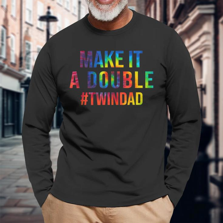Make It A Double Twin Dad Expecting Twins Baby Announcement Long Sleeve T-Shirt T-Shirt Gifts for Old Men