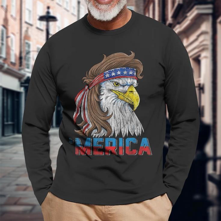 Eagle Mullet 4Th Of July Usa American Flag Eagle Merica Long Sleeve T-Shirt T-Shirt Gifts for Old Men