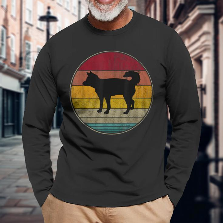 East Siberian Laika Dog Silhouette Pet Lovers Vintage Retro Long Sleeve T-Shirt Gifts for Old Men