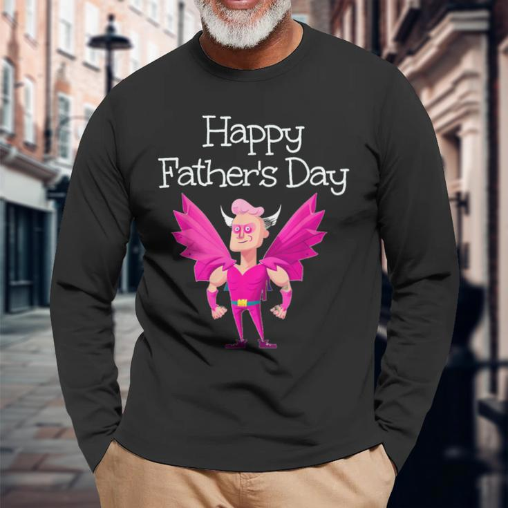 Embarrassing Dad In Girl Colors Happy Fathers Day Long Sleeve T-Shirt T-Shirt Gifts for Old Men