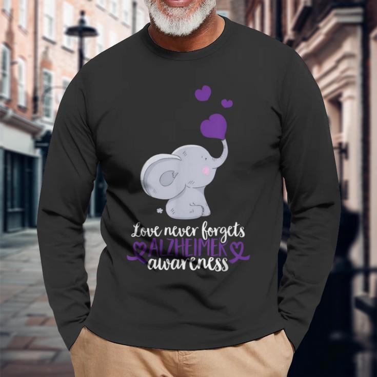 End Alz Love Never Forgets Alzheimer Awareness Long Sleeve T-Shirt Gifts for Old Men